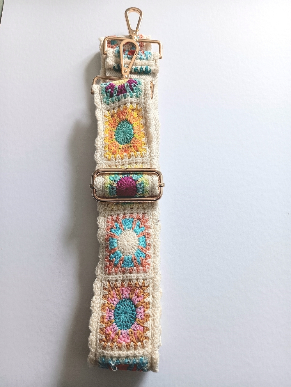 Crochet Floral Purse Strap Replacement Adjustable Crossbody Strap Boho 42”